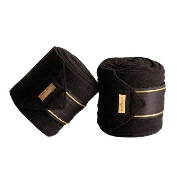 Equestrian Stockholm Bandages Black Gold, Fleece Bandages, Set of 4