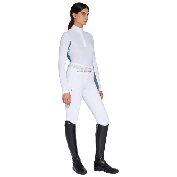 Cavalleria Toscana Women's Competition Shirt Jersey Perforated Inserts Button, long-sleeved