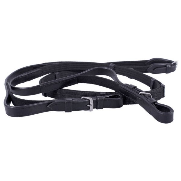 QHP Web Reins, with Leather Stoppers, elastic