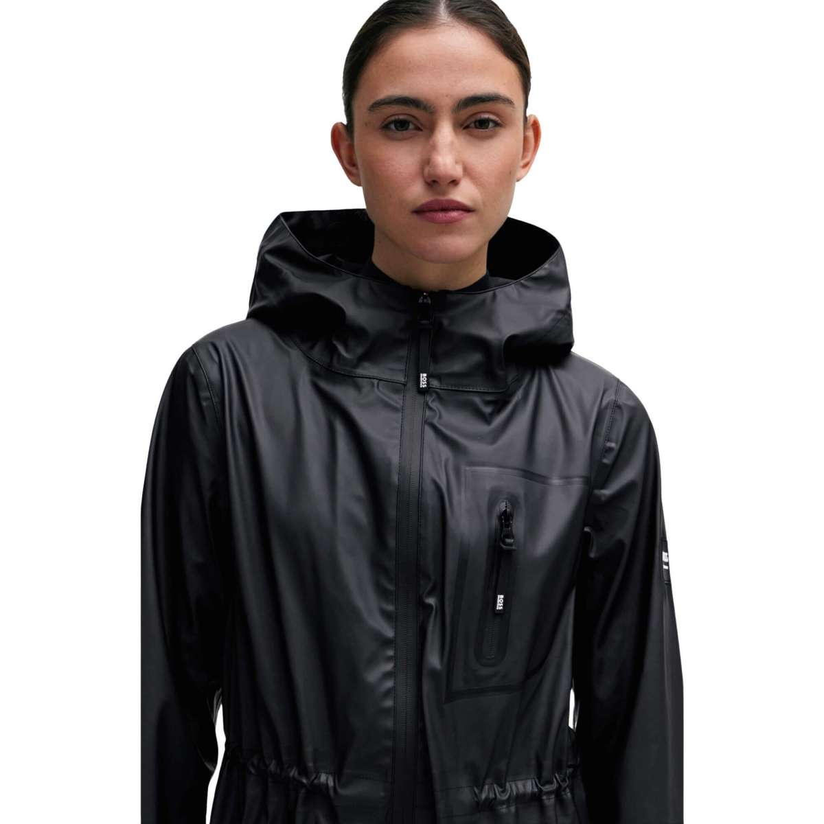 【PHOEBE ENGLISH】背面プリーツ Hooded Coat black TRS 439 PATCHWORK BOXY TROUSERS — PHOEBE ENGLISH