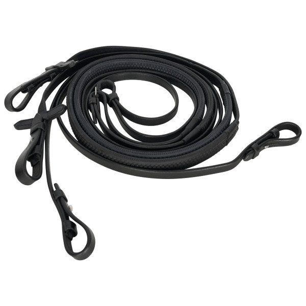 Imperial Riding Reins IRHRubber, Double Bridle Reins, Leather Reins with Rubber Grip