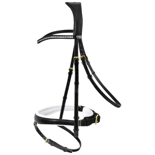 Passier Bridle Atlas, Cavesson Special with anatomical Noseband, white lined, without Reins