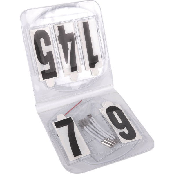 Waldhausen Start Number Set, 3-Digit, oval, with Rubber and Safety Pins