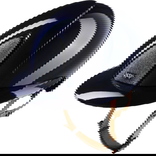 KEP Reithelm Smart NOVA Metal Polish Silver Star mit Polo-Schirm mit Beigen Kinnriemen