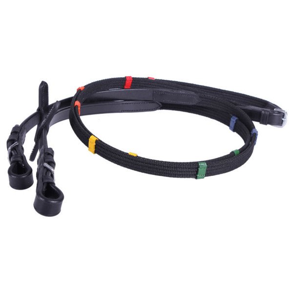 QHP Web Reins, with Leather Bars