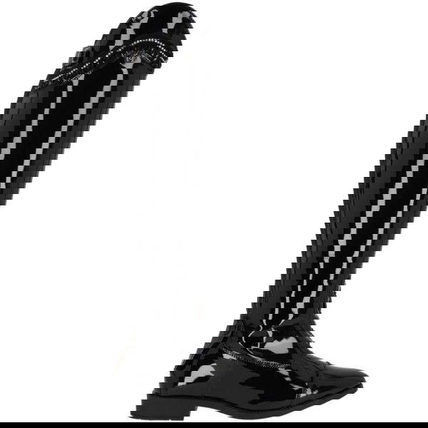 QHP Reitstiefel Damen Lamira, Lederreitstiefel, Lack, Schwarz