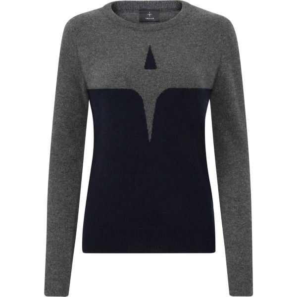 Trolle Women's Sweater Extra Fine Wool Star Logo Crew FW24, Wool Sweater