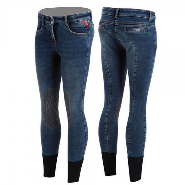 Animo Reithose Mädchen Nasix HW20, Kniebesatz, Knee-Grip, Jeans