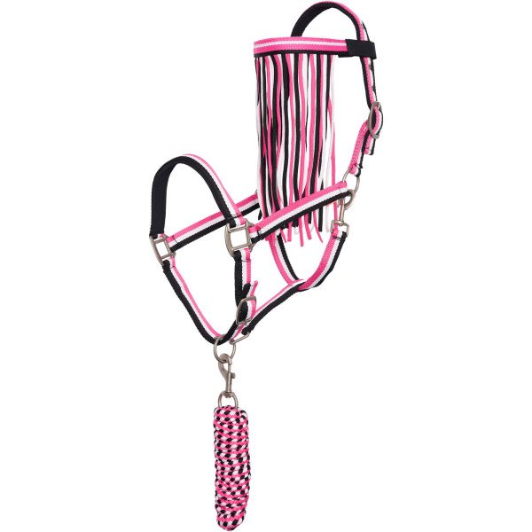 Imperial Riding Halter Set IRH, Nylon Halter with Lead and Fly Fringes