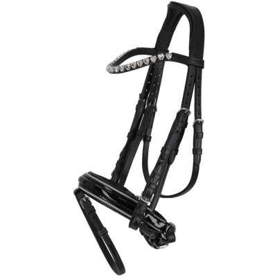 QHP Bridle Bixie, Swedish Combined, Pony Bridle, with Patent Noseband and Glitter, with Reins