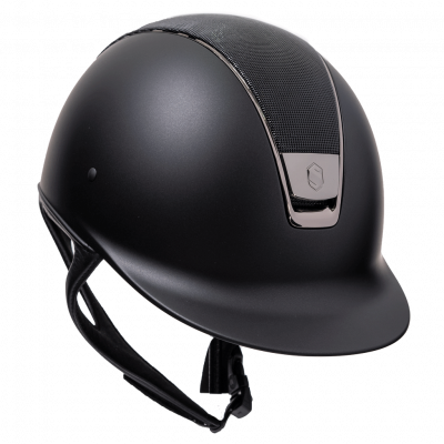 Samshield Riding Helmet Classic Shadowmatt w Dressage Neckline, Top Shimmer, Trim + Blazon blk chrm