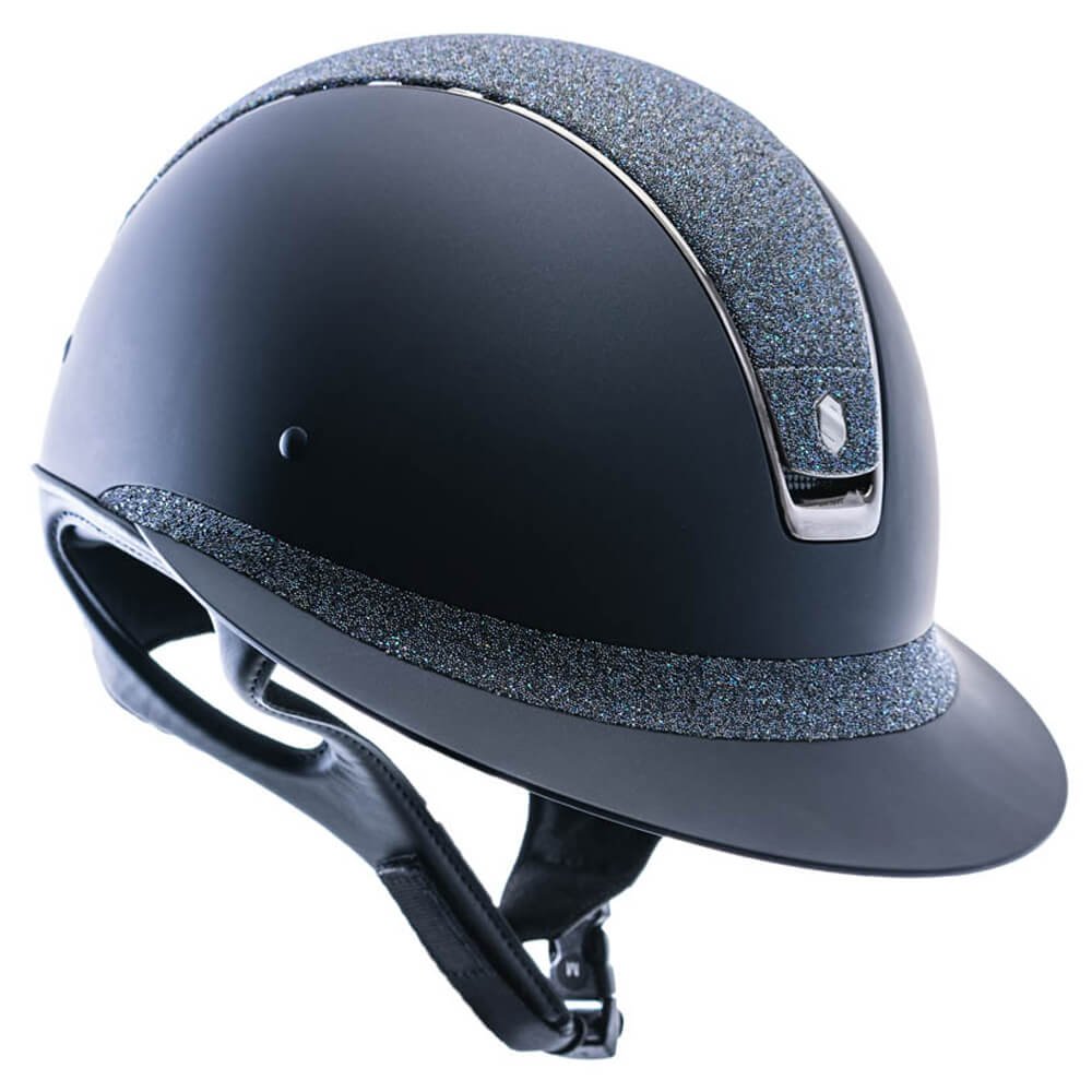 Samshield Riding Helmet Miss Shield Shadowmatt Band Crystal Fabric  Swarovski Metal Eclipse Chrome Black in black