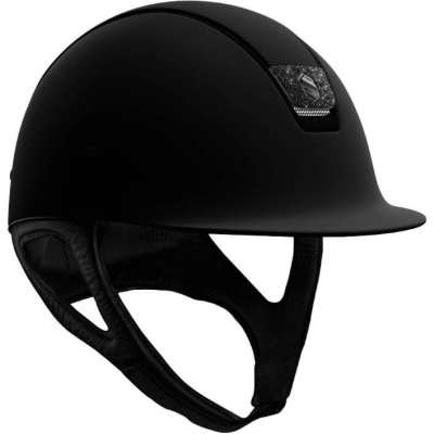 Samshield Riding Helmet Classic SM, Trim Matt, Blazon Crystal Fabric Black, with Dressage Chin Strap
