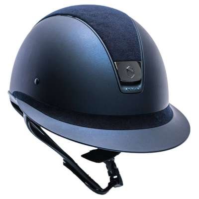 Samshield Riding Helmet Miss Shield SM, Top+FB Alct, Trim matt, 5 Sw metallic blue, Blazon blk chrm