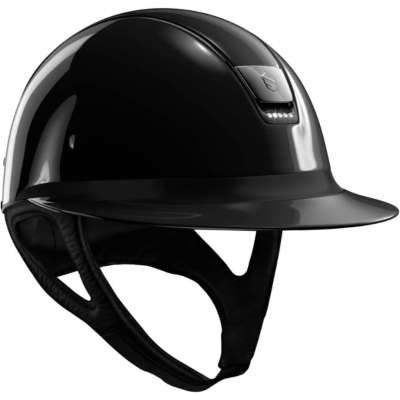 Samshield Riding Helmet MS Shadowglossy,Trim+Blazon Blk Chrome,5 Swarovski,with Dressage Chin Strap