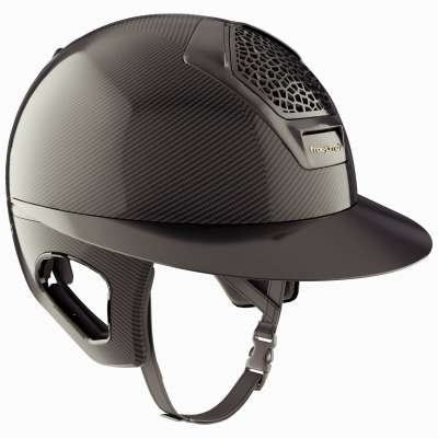 Freejump Riding Helmet Glossy Voronoï Carbon, with Temple Protection, Glossy