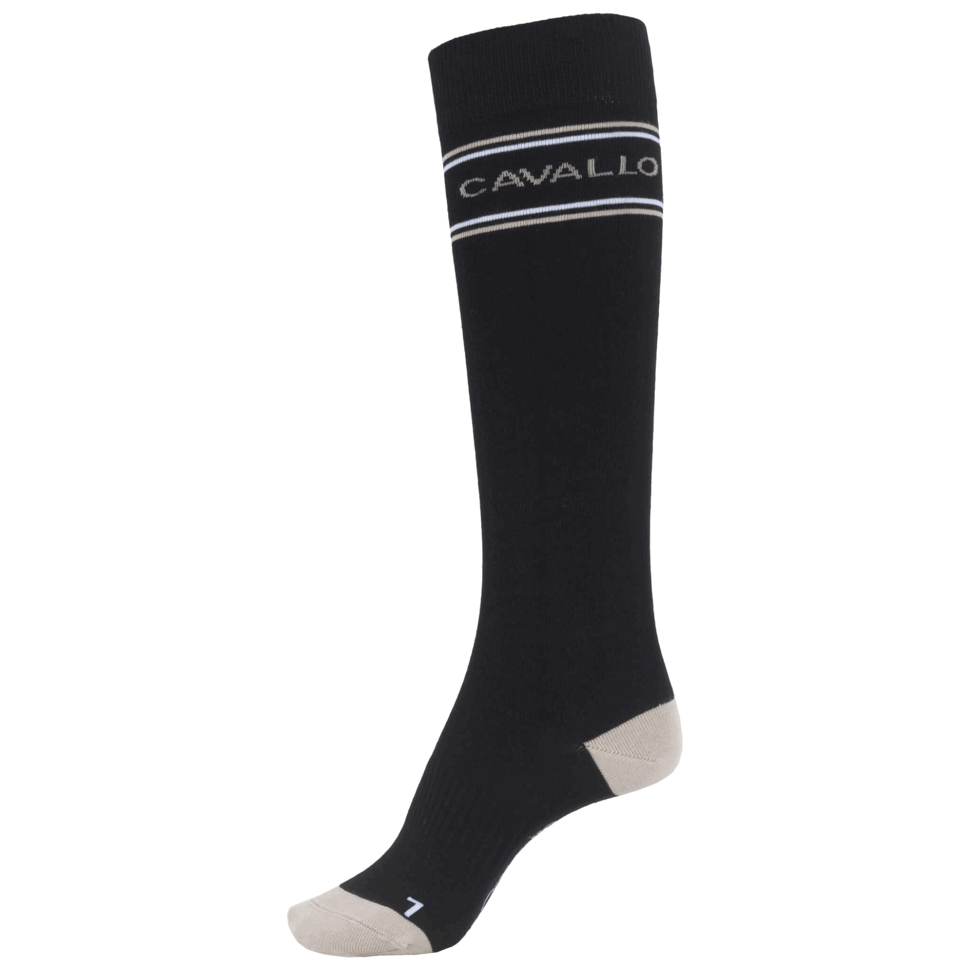 Cavallo Reitsocken CAVALSYLKE Stripe Logo FS24, Kniestrümpfe