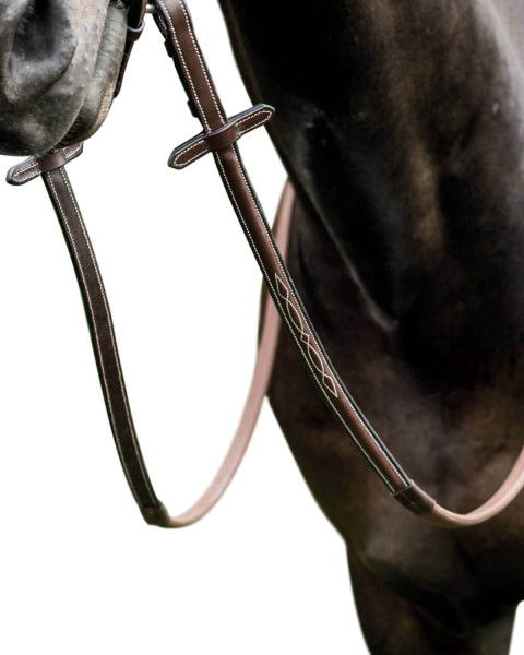 Prestige Italia Reins E036, Rubber Reins, with Bridle Hooks