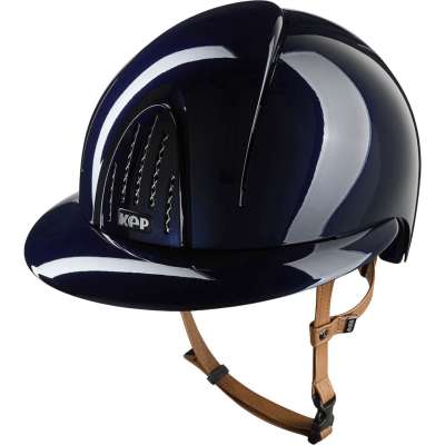 KEP Riding Helmet Smart NOVA Metal Polish with Polo-Visor with Beige Chinstrap