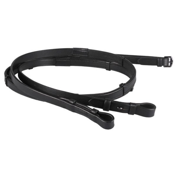 QHP Web Reins, with Rubber Bottom, with Leather Stoppers