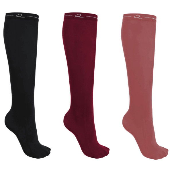 QHP Riding Socks Basic, Knee Socks, Set of 3