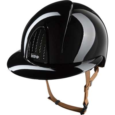 KEP Riding Helmet Smart NOVA Metal Polish with Polo-Visor with Beige Chinstrap