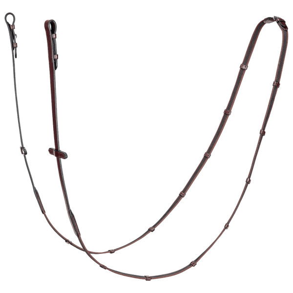 Equiline Continental Leather Reins, with 7 Leather Stoppers, with Martingale Stopper