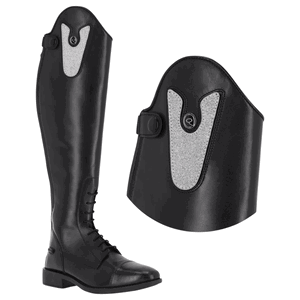 HKM Stivali Da Equitazione Valencia Per Bambini In Pelle, Modello Stretto, Suola Antiscivolo, Con Cerniera E Inserti Elastici