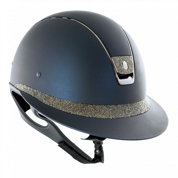 Samshield Riding Helmet Miss Shield SM, FB + Blazon Crystal Fabric Metal Eclipse, Trim black chrome