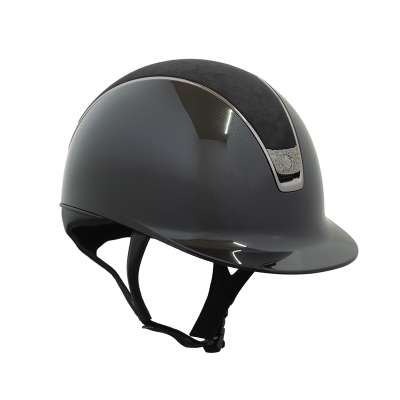 Samshield Riding Helmet Classic 2.0 SG, Top Alct, Trim Blk Chrme, Blazon Cryst Fab Mtl Ecl Blk Chrme