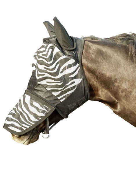 HKM Fly Mask Zebra, Fly Protection Mask, with Ear and Nose Protection