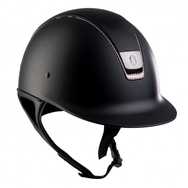 Samshield Riding Helmet Classic Shadowmatt, Top Shimmer, Trim + Blazon blk chrm, Full holo stones
