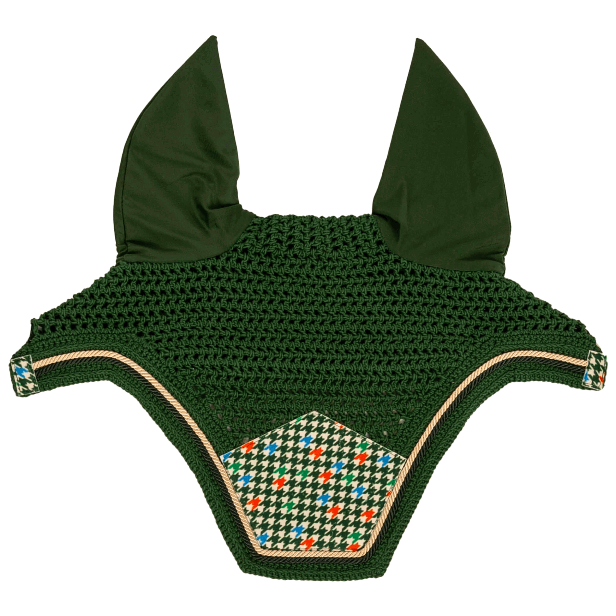 Kentucky Horsewear Fliegenhaube Wellington Samt Pied-de-Poule, Fliegenmütze, Fliegenohren