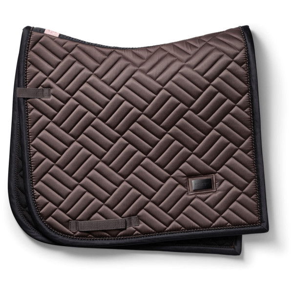 Equestrian Stockholm Saddle Pad Modern Mocha Maze, Dressage Saddle Pad