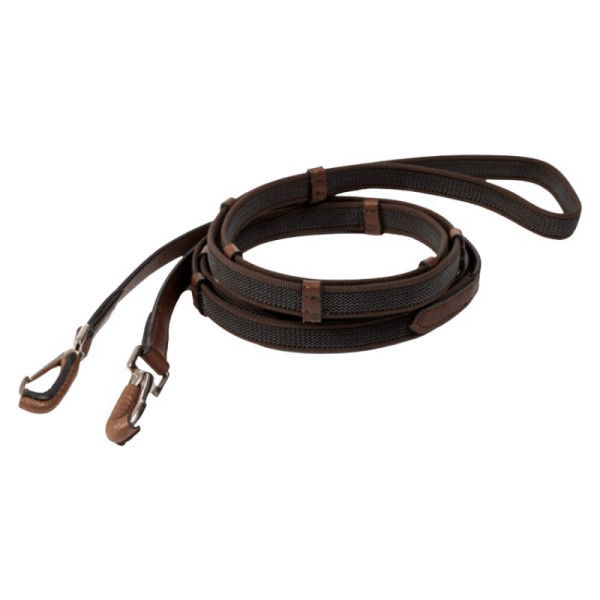 Kavalkade Reins Iceland, Rubber Reins, with Special Carabiner, with Bars, for Icelandic Horses