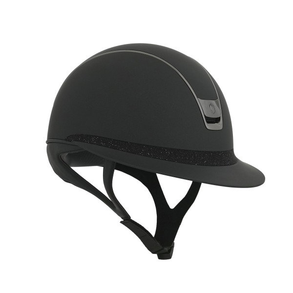 Samshield Reithelm Miss Shield 2.0 Shadowmatt, FB Crystal Fabric Swarovski, Trim+Blason Black Chrome