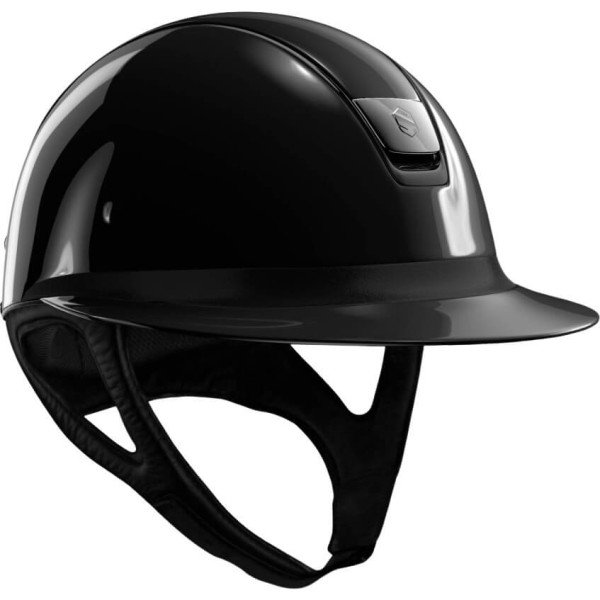 Samshield Riding Helmet Miss Shield SG, FB Synthetic,Trim+Blazon Black Chrm, with Dressage Chin Strap