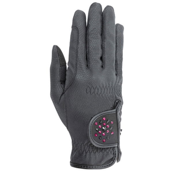 RSL Riding Gloves Ascona, with Rhinestones, Synthetic Leather