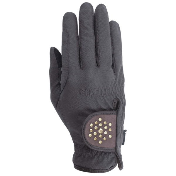 RSL Riding Gloves Ascona, with Rhinestones, Synthetic Leather