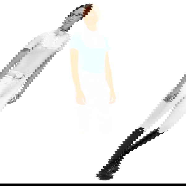 Cavalleria Toscana Turniershirt Damen Jersey Button Up, Turnierpolo, kurzarm