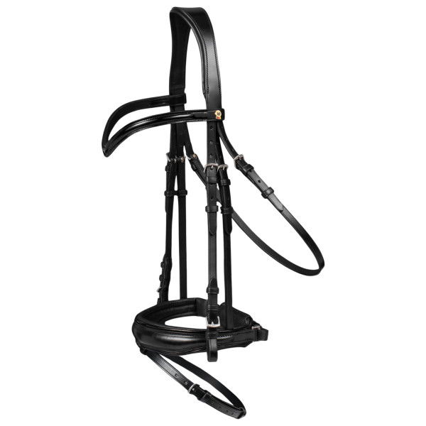 Waldhausen Bridle S-Line Blackshine, Swedish Combined, with Reins