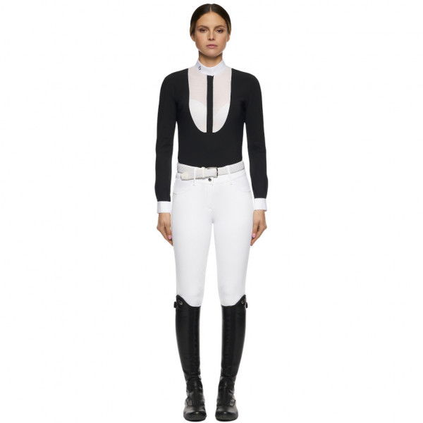 Cavalleria Toscana Turniershirt Damen Lacey Drop Bib L/S HW22, Turnierbluse, langarm