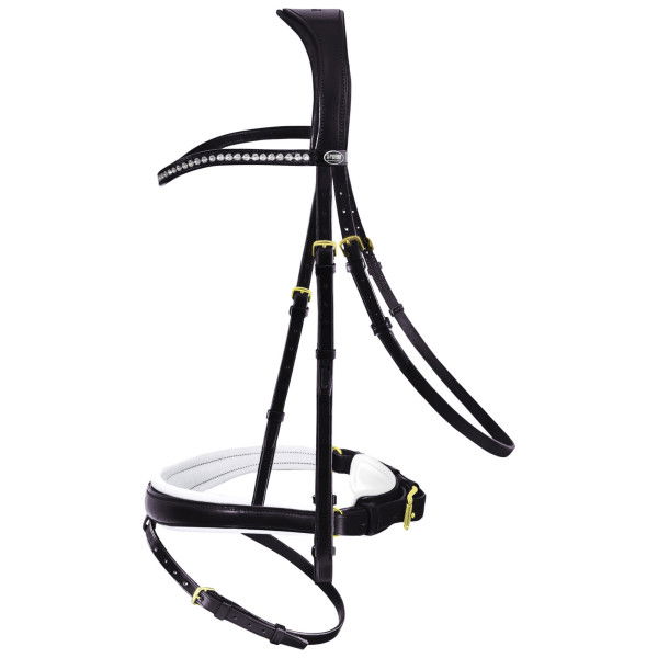 Passier Bridle Atlas, Cavesson Special with anatomical Noseband, white lined, without Reins