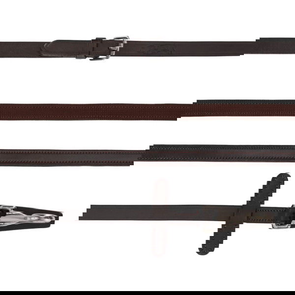 QHP Leather Reins, Rubber Inside, with Clip