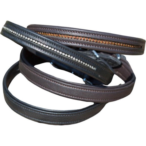 Kieffer Dog Collar Ultrasoft, Leather Collar, with Rhinestone Chain