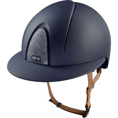 KEP Reithelm Smart NOVA Matt Silver Star mit Polo-Schirm mit Beigen Kinnriemen